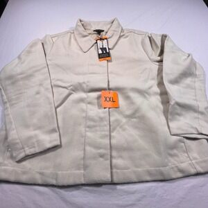 Banana Republic Shirt Jacket Cream Solid Button Front Women's XXL Shacket New